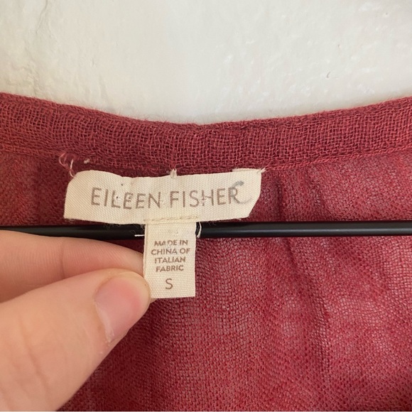 Eileen Fisher tie front key hole linen blouse - Picture 2 of 4